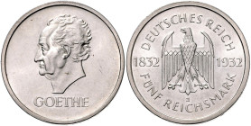 WEIMARER REPUBLIK, 1919-1933, 5 Reichsmark 1932 J. Goethe.
st fein
J.351