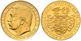 WEIMARER REPUBLIK, 1919-1933, Goldmed. =20 Mark 1928. Kopf l. Rs.Behelmtes Wappen. Rd.GOLD 900 FEIN. 6,98g; 22,5mm.
GOLD, f.Kr. st
Vgl.KM X6