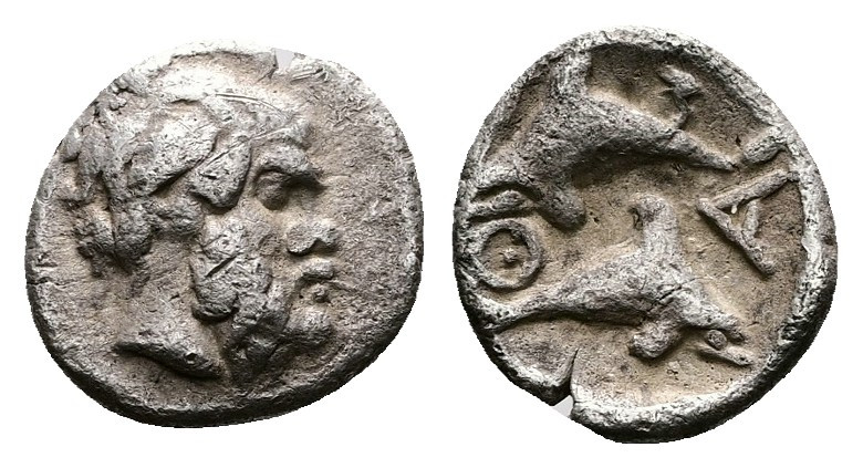 Islands off Thrace, Thasos. Circa 412-404 BC. AR Tritartemorion (7,8 mm. 0,41 g)...