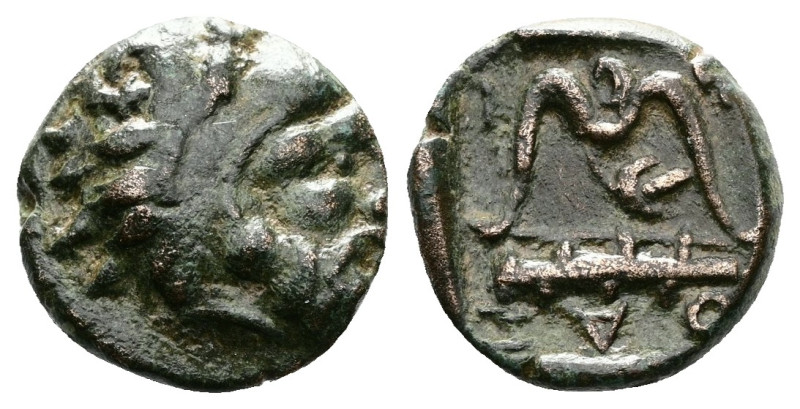 Islands off Thrace, Thasos. AE ca. 404-355 BC. (11,2 mm. 1,64 g.). Head of Herak...