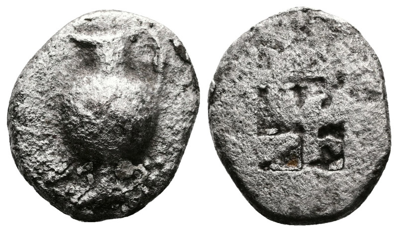 Macedon. Terone. Circa 500-490 BC. AR Quarter Stater (14mm. 3,0 g.). Amphora. Re...