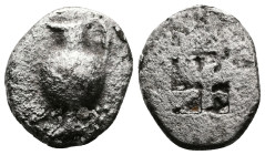 Macedon. Terone. Circa 500-490 BC. AR Quarter Stater (14mm. 3,0 g.). Amphora. Rev. Quadripartite incuse square. Porous, otherwise, about very fine. Ap...