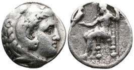 Kings of Macedon. Alexander III the Great 336-323 BC. AR Tetradrachm (25mm, 16,49g), uncertain mint. Head of Herakles wearing lion's skin right. Rev. ...