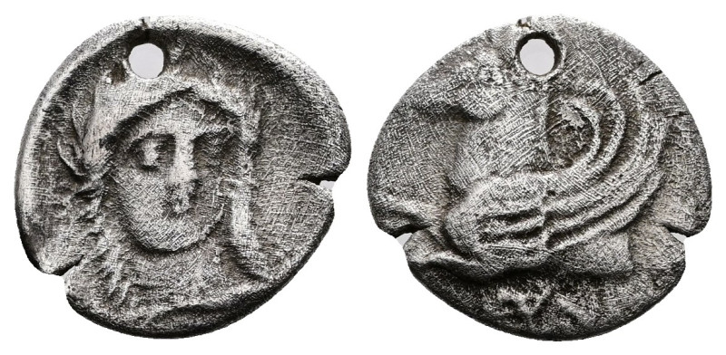 Akarnania, Anaktorion AR Hemidrachm (11mm, 0,97 g.) Circa 350-300 BC. Forepart o...