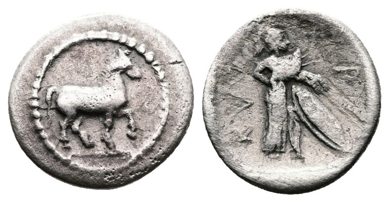 Thessaly, Pharkadon circa 440-400 BC. AR Obol (12 mm, 0.84 g.). Horse at pace r....