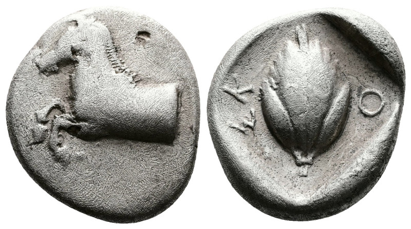 Thessaly, Skotussa. Circa 465-460 BC. AR Drachm (19 mm, 5.71 g.). Forepart of a ...