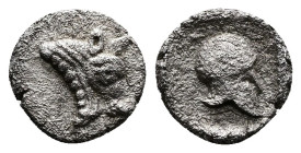 Phokian League, Phokis. Federal coinage. Circa 485 - 480 BC. AR Hemiobol (7,6 mm, 0.38 g.) Profile head and neck of bull to r. with beaded truncation ...