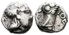 Attica. Athens.Circa 353-294 BC. AR Tetradrachm (20mm, 17,0 g.) Head of Athena to right, wearing crested Attic helmet adorned with three olive leaves ...