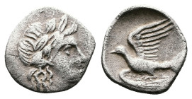 Peloponnesos. Sikyonia. Sikyon. Circa 340s-320s BC. AR Obol (11,6mm. 0,67g.). Laureate head of Apollo to right, with his hair falling in locks down th...