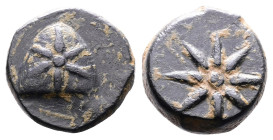 Pontos. Uncertain. 2nd.-1st. Century BC. AE (13 mm, 2.89 g.) Pilos decorated wih six-rayed star. Rev. Eight-rayed star. Unpublished in the standart li...