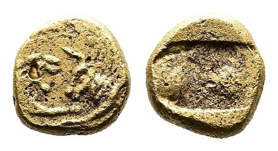 Kings of Lydia, Kroisos Ca. 560-546 BC. Gold 1/24 Stater (5,8mm. 0,56g.). Heavy ...