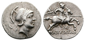 Phrygia, Kibyra. Ca. 2nd.-1st. Centuries BC. AR Drachm (16mm. 2,87g.). Head of Hero Kibyras in crested Attic helmet right. Rev. ΚΙΒΥΡΑΤΩΝ, Kibyra on h...