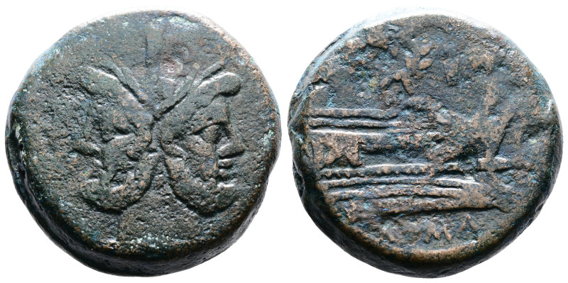 Anonymous, ca. 211-208 BC. AE As (33,3 mm. 46,9 g.). Uncertain mint in Central I...