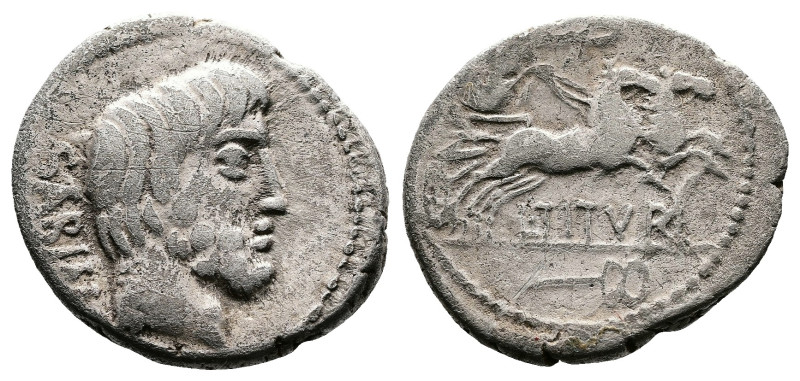 L Titurius L.f. Sabinus, 89 BC. AR Denarius (19,5 mm. 3,8 g.). Rome. Bearded hea...