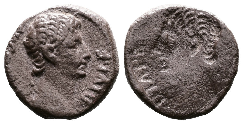 Augustus 27 BC-14 AD. AR Brockage Denarius (17,5mm. 3,65 g.). DIVI F bare head r...