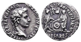 Augustus, 27 BC-14 AD. AR Denarius (17,8mm. 3,7 g.). Lyons mint. CAESAR AVGVSTVS DIVI F PATER PATRIAE, laureate head right. Rev. AVGVSTI F COS DESIG P...