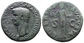 Claudius, AD 41-54. AE As. (28,1 mm. 10,7 g.). Ca AD 41-50, Rome. TI CLAVDIVS CAESAR AVG P M TR P IMP P P, bare head left. Rev. LIBERTAS AVGVSTA S-C, ...