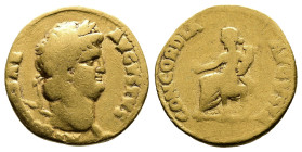 Nero, AD 54-68, AD 64-65. AV Aureus. (18,1mm. 6,95 g.). AD 64-65, Rome. NERO CAESAR AVGVSTVS, laureate head right. Rev. CONCORDIA AVGVSTA, Concordia s...
