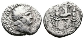 Nero, AD 54-68. AR Denarius (18,2mm.     3,01g) Rome, circa 64-65. IMP NERO CAESAR AVG P P Laureate head of Nero to right. Rev. Legionary eagle with w...