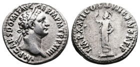 Domitian, AD 81-96. AR Denarius. (19 mm. 3,3 g.). AD 95, Rome. IMP CAES DOMIT AVG GERM PM TRP XIIII, laureate head right. Rev. IMP XXII COS XVII CENS ...