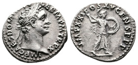 Domitian, AD 81-96. AR Denarius. (18,8mm. 3,3 g.). AD 90, Rome. IMP CAES DOMIT AVG GERM PM TRP X, laureate head right. Rev. IMP XXI COS XV CENS P PP, ...