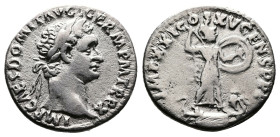 Domitian, AD 81-96. AR Denarius. (18,1mm. 3,01 g.). AD 90, Rome. IMP CAES DOMIT AVG GERM PM TRP X, laureate head right. Rev. IMP XXI COS XV CENS P PP,...