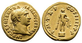 Trajan, AD 98-117. AV Aureus. (19,3mm. 7,05 g.). AD 101-102, Rome. IMP CAES NERVA TRAIAN AVG GERM, laureate and draped bust right, with aegis. Rev. PM...