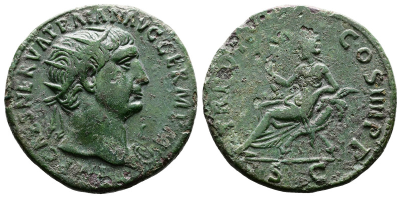 Trajan, AD 98-117. AE Dupondius. (27,4 mm. 11,01 g.). AD 101-102, Rome. IMP CAES...