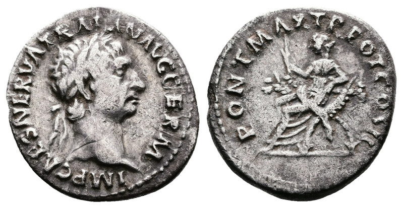 Trajan, AD 98-117. AR Denarius. (17,3mm. 3,17 g.). AD 98-99, Rome. IMP CAES NERV...