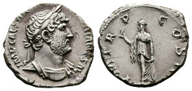 Hadrian, AD 117-138 AR Denarius. (17,69mm. 3,13 g.). AD 119-122, Rome. IMP CAESAR TRAIAN HADRIANVS AVG, laureate, cuirassed bust right. Rev. PM TR P C...