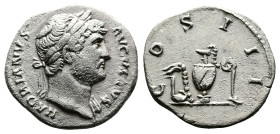 Hadrian, AD 117-138. AR Denarius. (17,7 mm. 2,68 g.). AD 132, Rome. HADRIANVS AVGVSTVS, laureate head right, slight drapery on left shoulder. Rev. COS...