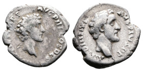 Antoninus Pius and Marcus Aurelius, AD 139. AR Denarius. (18,6 mm. 2,91 g.). Rome. ANTONINVS AVG PIVS PP, bare head right. Rev. AVRELIVS CAES AVG PII ...