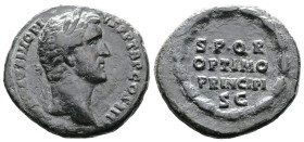 Antoninus Pius, AD 138-161. AE As. (27,3 mm. 11,9 g.). AD 145-161, Rome. ANTONINVS AVG PIVS P P TR P COS IIII, laureate head right. Rev. S P Q R OPTIM...