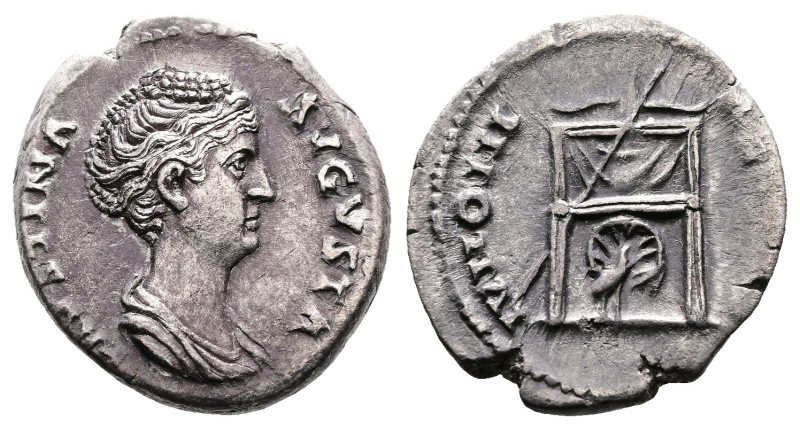 Faustina I, AD 138-141. AR Denarius. (16,8mm. 2,91 g.). Rome. FAVSTINA AVGVSTA, ...