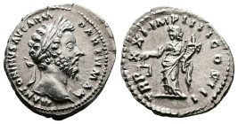 Marcus Aurelius, AD 161-180. AR Denarius. (19,4mm. 3,11 g.). AD 169, Rome. M ANTONINVS AVG ARM PARTH MAX, laureate head right. Rev. TR P XXII IMP V CO...