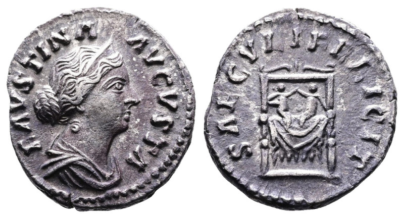 Faustina II, AD 161-167. AR Denarius. (16,5mm. 3,24 g.). Rome. FAVSTINA AVGVSTA,...