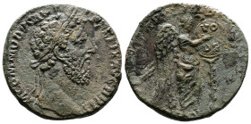 Commodus, AD 177-192. AE Sestertius. (28,2 mm. 15,21 g.). AD 186, Rome. M COMMODVS ANT P FELIX AVG BRIT, laureate head right. Rev. SAEC FEL P M TR P X...