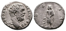 Clodius Albinus, AD 193-195. AR Denarius. (18,3 mm. 2,58 g.). AD 195, Rome. D CLOD SEPT ALBIN CAES, bare head right. Rev. COS II, Asclepius standing l...