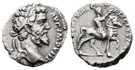 Septimius Severus, AD 193-211. AR Denarius. (16,9 mm. 3,46 g.). AD 196, Rome. L SEPT SEV PERT AVG IMP VIII, laureate head right. Rev. ADVENTI FELICISS...