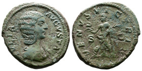 Julia Domna, AD 210. AE As. (26,4 mm. 10,19 g.). Rome. IVLIA AVGVSTA, draped bust right. Rev. VENVS VICTRIX S-C, Venus standing facing holding helmet ...