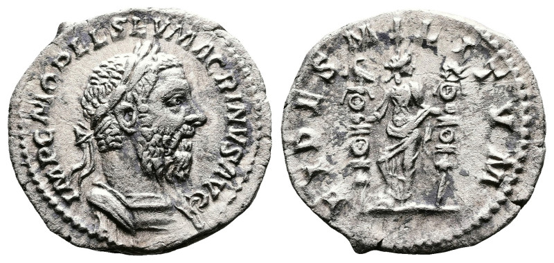 Macrinus, AD 217-218. AR Denarius. (20 mm. 2,23 g.). AD 217, Rome. IMP C M OPEL ...