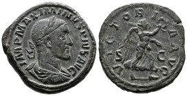 Maximinus I, AD 235-238. Sestertius. (33,1 mm. 28,6 g.). AD 237-238, Rome. IMP MAXIMINVS PIVS AVG, laureate, draped and cuirassed bust right. Rev. VIC...