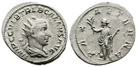 Trebonianus Gallus, AD 251-253. AR Antoninianus. (23,3 mm. 3,6 g.). Rome. IMP C C VIB TREB GALLVS AVG, radiate, draped and cuirassed bust right. Rev. ...