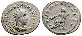 Trebonianus Gallus, AD 251-253. AR Antoninianus. (24,8 mm. 4,4 g.). Rome. IMP C C VIB TREB GALLVS AVG, radiate, draped and cuirassed bust right. Rev. ...