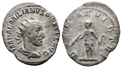 Aemilian, AD 253. AR Antoninianus. (20,7 mm. 2,4 g.). Rome. IMP AEMILIANVS PIVS FEL AVG, radiate, draped and cuirassed bust right. Rev. DIANAE VICTRI,...
