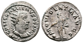 Gallienus, AD 253-268. AR Antoninianus. (21 mm. 3,4 g.). AD 263, Rome. IMP CP LIC GALLIENVS PF AVG, radiate, cuirassed bust right. Rev. PROVIDENTIA AV...