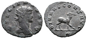 Gallienus, AD 253-268. Billon Antoninianus. (21,2 mm. 2,6 g.). Rome. GALLIENVS AVG, radiate head right. Rev. DIANAE CONS AVG, doe walking right lookin...