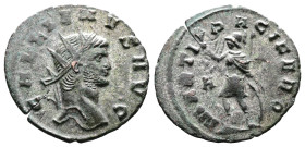 Gallienus, AD 253-268. Billon Antoninianus. (21,4 mm. 2,5 g.). Rome. GALLIENVS AVG, radiate head right. Rev. MARTI PACIFERO, Mars walking left, holdin...