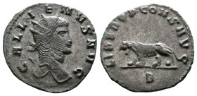 Gallienus, AD 253-268. Billon Antoninianus. (20,3 mm. 2,8 g.). Rome. GALLIENVS AVG, radiate head right. Rev. LIBERO P CONS AVG, Panther walking left, ...