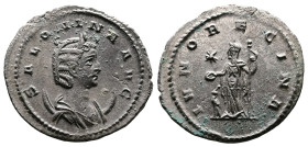 Salonina, AD 253-268. Billon Antoninianus. (23,4mm. 3,5 g.). Asian mint. SALONINA AVG, diademed and draped bust right on crescent. Rev. IVNO REGINA, J...